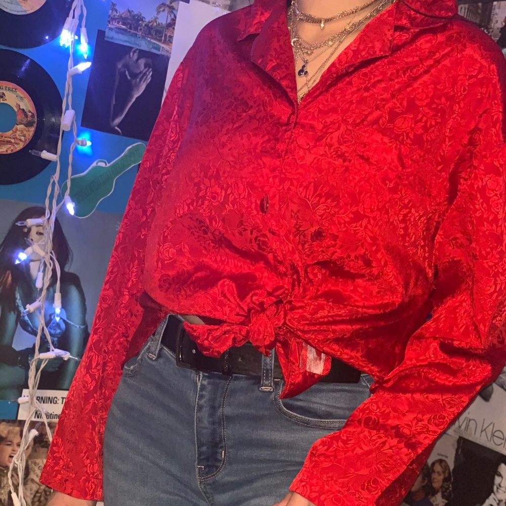 Red Satin PJ top
